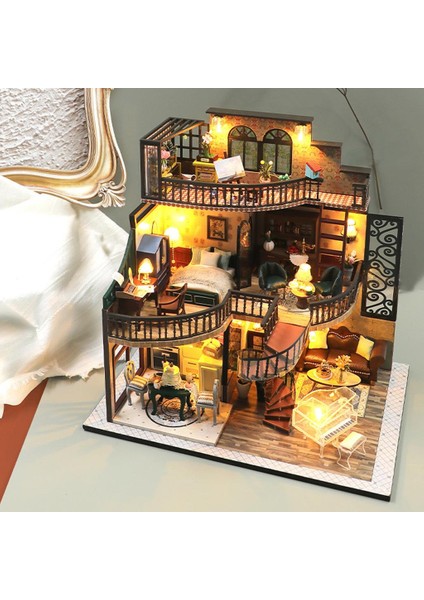 Dollhouse Montaj Kitleri Dıy Minyatür LED Işık Bebek Evi Zanaat Severler Için (Yurt Dışından)