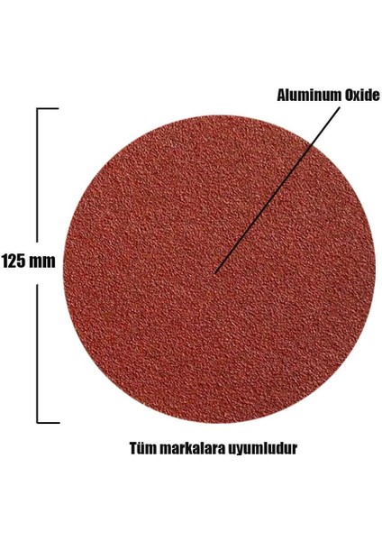 Cırt Zımpara 125 mm Spiral Avuç Taşlama 50 Adet 40 Kum