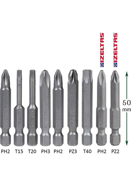 (9 Parça) Matkap Bits Uç Vidalama Ucu Düz Yıldız Torx Uç