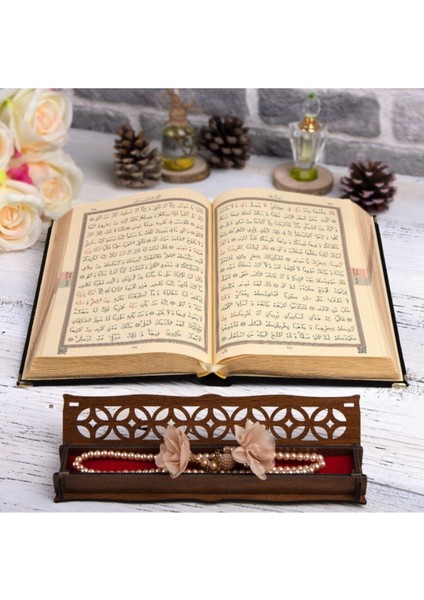 Hediyelik Kur'an-I Kerim Kadif Siyah Tespihli Ah.kutu (Ciltli)