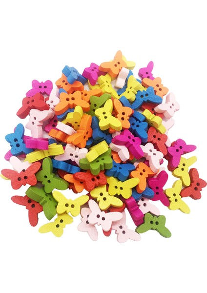 100PCS Çeşitli Renkler 2 Delik Tatlı Kelebek Tarzı Dikiş Düğmesi Aksesuarları (Yurt Dışından) fiyatları