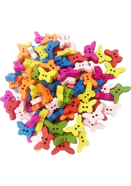 100PCS Çeşitli Renkler 2 Delik Tatlı Kelebek Tarzı Dikiş Düğmesi Aksesuarları (Yurt Dışından) modelleri