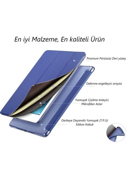 Apple iPad 8. Nesil 10.2 Inç (2020) Prime Smart Silikon Case Tablet Kılıfı (A2270-A2428-A2429-A2430) Mavi