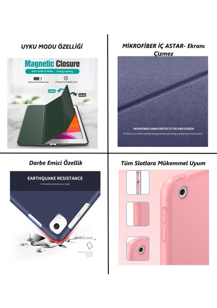 Apple iPad 8. Nesil 10.2 Inç (2020) Prime Smart Silikon Case Tablet Kılıfı (A2270-A2428-A2429-A2430) Mavi