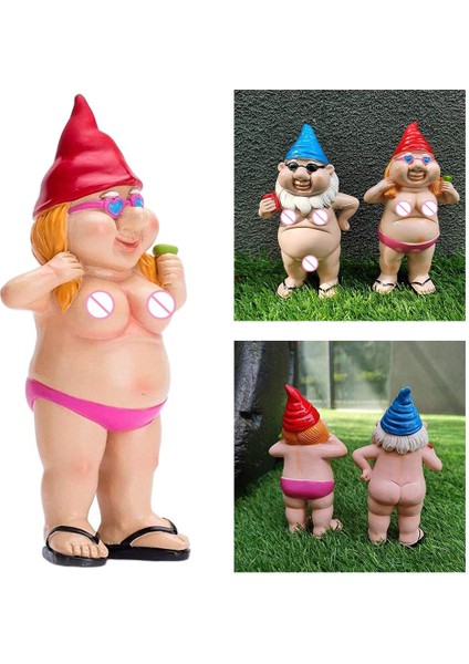 3x Bahçe Cücesi Heykel Çim Süs Gnomlar Figürin Komik Cüce Kırmızı (Yurt Dışından) indirimleri