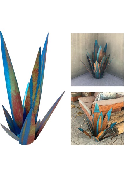 3x Demir Artwork Mavi Tekila Heykel Dekor Agave Bitki Bahçe Sanat Heykeli (Yurt Dışından) modelleri