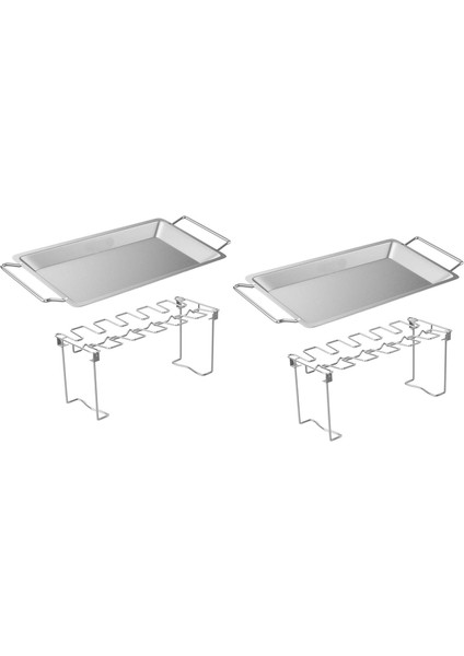 2x Tavuk Bacak ve Kanat Rafı Barbekü Damla Tepsisi Partisi ile Paslanmaz Çelik Izgara (Yurt Dışından)