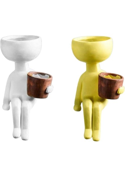 2x Saksı Çiçek Vazo Reçinesi Küçük Bonsai Bitki Kap Iç Mekan Etli Ekiciler (Yurt Dışından)