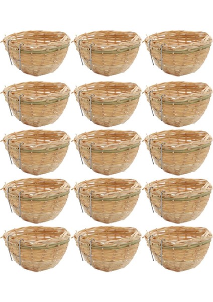 15'lü Bambu Dokuma Küçük Kuş Yuvası Asuk Kafes Çıkma Finch Parrot Canary 10X6CM (Yurt Dışından)