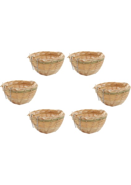6'lü Pan Dokuma Hasır Finch Yatak Yuvalama Kafesleri 6'lü 10X6CM (Yurt Dışından)