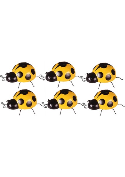 6x Sevimli Demir Ladybird Duvar Asma Lady Bug Açık Bahçe Dekoru Sarı (Yurt Dışından)