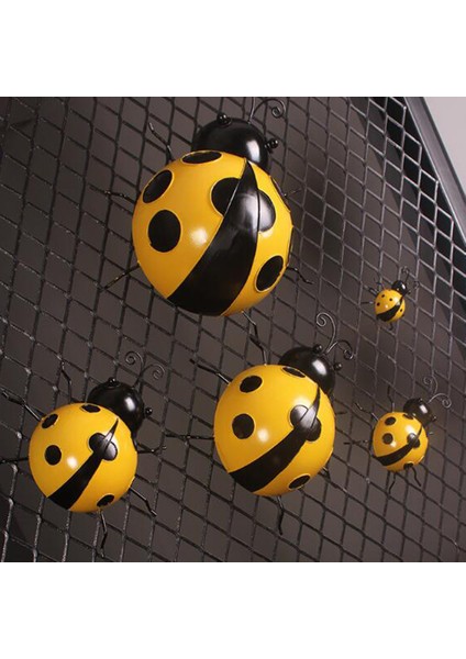 6x Sevimli Demir Ladybird Duvar Asma Lady Bug Açık Bahçe Dekoru Sarı (Yurt Dışından)