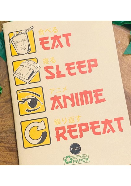 Anime Döngü Tasarımlı Dönüşümlü Kraft Defter