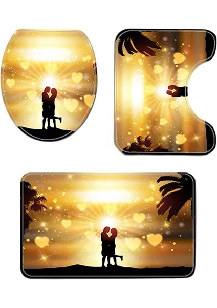 4 Paketi, Su Geçirmez Duş Perdesi Astar Banyo Halı Seti Tuvalet Kapağı Kapağı(Yurt Dışından) fiyatları