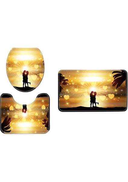 4 Paketi, Su Geçirmez Duş Perdesi Astar Banyo Halı Seti Tuvalet Kapağı Kapağı(Yurt Dışından) fırsatları