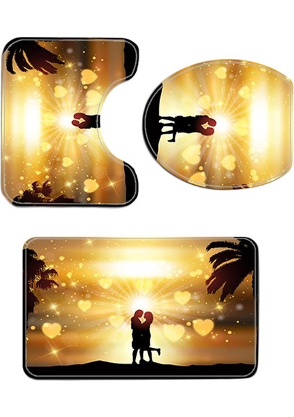 4 Paketi, Su Geçirmez Duş Perdesi Astar Banyo Halı Seti Tuvalet Kapağı Kapağı(Yurt Dışından) indirimleri