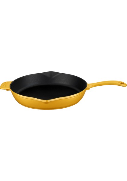 Döküm Kızartma Tavası (Ø)28CM, Parlak Siyah Taban, Mat Sarı