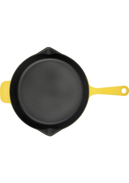 Döküm Kızartma Tavası (Ø)28CM, Parlak Siyah Taban, Mat Sarı