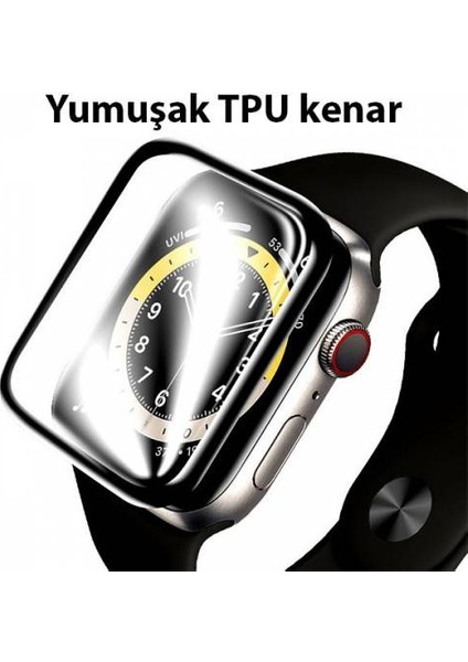 Apple Watch 7 45MM Full Kaplama Ekran Koruyucu, Kavisli, Su Geçirmez, Parmak Izi Bırakmaz