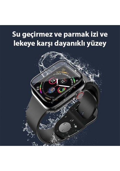 Apple Watch 7 45MM Full Kaplama Ekran Koruyucu, Kavisli, Su Geçirmez, Parmak Izi Bırakmaz