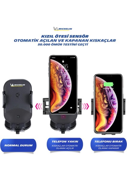 MC33368 Wireless Telefon Şarj Cihazı ve Dokunmatik Akıllı Telefon Tutucu