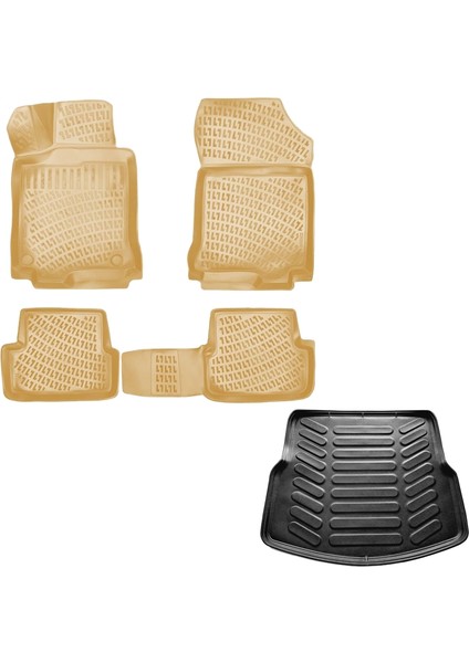 Renault Laguna 3 Bej 3D Havuzlu Paspas+Bagaj Havuzu 2008 Sonrası Rizline Marka