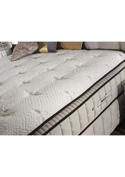 Wool Touch Çift Sıra Torba Yay Sistemli Doğal Yün Yatak+Baza+Başlık Seti