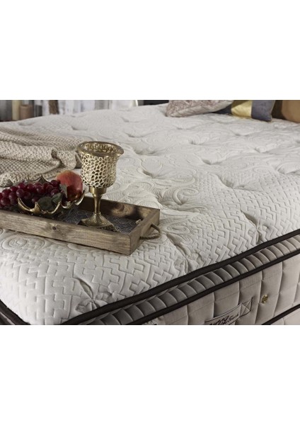 Wool Touch Çift Sıra Torba Yay Sistemli Doğal Yün Yatak+Baza+Başlık Seti