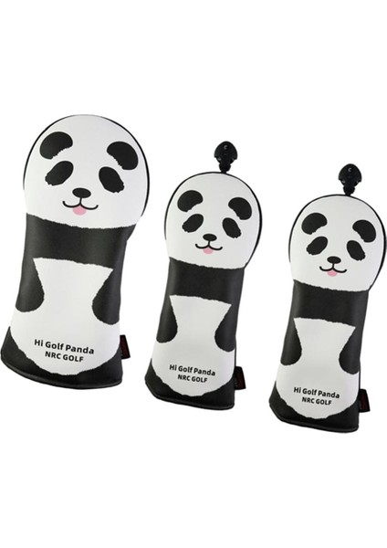 3pcs Golf Headcover, Headcover Golf Putter Panda Desen Numarası Etiketi,