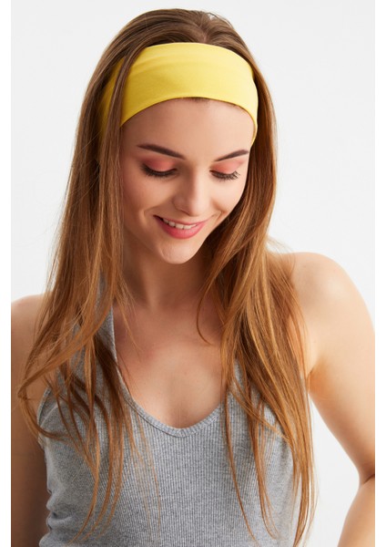 Sarı Kadın Pamuklu Penye, Kaymaz, Terletmez, Ultra Hafif, Spor Saç Bandı Bandana fırsatları