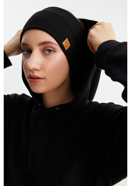 Siyah Kadın Pamuklu Termal, Kaymaz, Terletmez, Ultra Hafif, Spor Saç Bandı Bandana