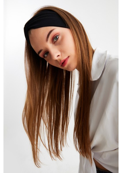 Siyah Kadın Çapraz Bağlamalı Pamuklu Penye, Kaymaz, Yumuşak, Esnek, Saç Bandı Bandana fiyatları