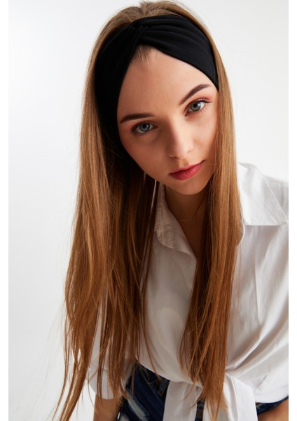 Siyah Kadın Çapraz Bağlamalı Pamuklu Penye, Kaymaz, Yumuşak, Esnek, Saç Bandı Bandana modelleri