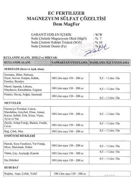 Sararmaya Kesin Çözüm Magnezyum+Demir Dem Magfer (1 Litre) Sıvı