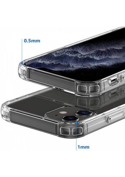 Anti-Şok Önleyici Iphone 12, 12 Pro Silikon Kılıf, Kamera Koruyuculu Anti-Drop Şeffaf Kılıf