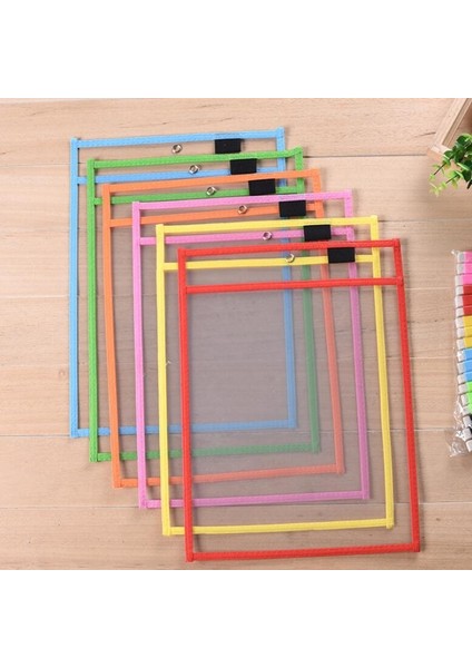 6 Pcs A4 Silinebilir Asma Şeffaf Doküman Kuru Sil Çanta, Boyut: 21,30 cm. (Pembe) (Yurt Dışından) modelleri