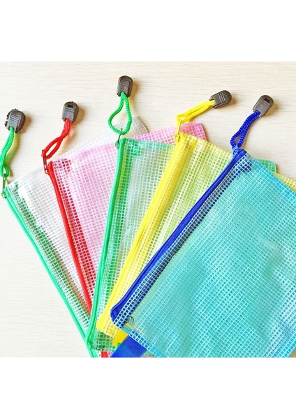 12 Pc Fermuar Plastik Örgü Kırtasiye Çantasıı (A5, Boyut: 24 x 17.5 cm.) (Yurt Dışından)