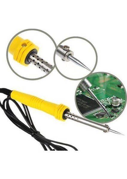 60 Watt Topraklı Profesyonel Lehim Kalem Havya Lüx Set Lehim Teli + Mini Sehpa + Temizleme Süngeri fiyatları