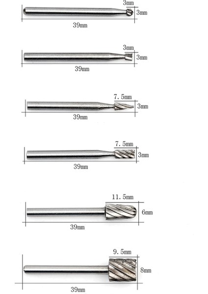 Dremel Hss Ahşap Oyma Matkap Ucu Seti 6'lı Yumuşak Metal Oyma Seti Freze Uçları Ağaç Işleme Oyma Set