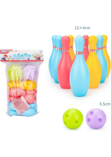 3 Set 12 cm. Çocuk Plastik Bowling Oyuncak Seti - Çok Renkli (Yurt Dışından)