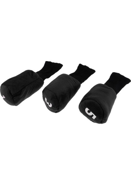 3x Dayanıklı Golf Kafa Kapağı Headcover Sleeve 33 cm. Aksesuarlar Siyah (Yurt Dışından) fırsatları