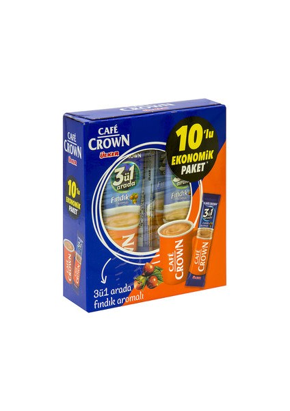 Cafe Crown 3'ü 1 Arada Fındık Aromalı 10 x 18 gr