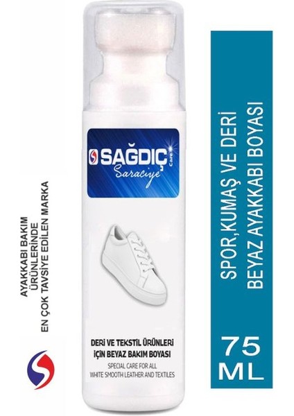 Sağdıç Saraciye Spor Beyaz Deri ve Kumaş Ayakkabı Boyası 75 ml SGDC0880