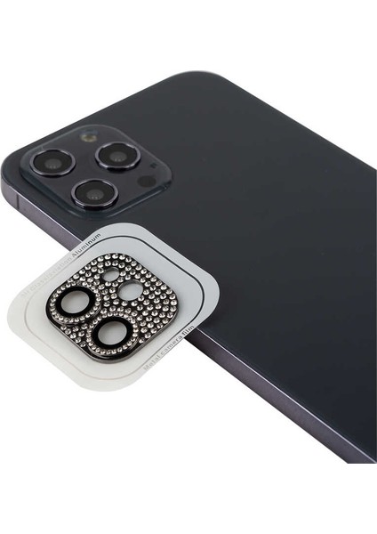 Apple iPhone 11 Uyumlu Parıldayan Taşlı Tasarım Lens Koruyucu Siyah