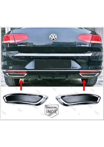 Vw Passat B8 Krom Egzoz Görünümlü Difüzör 2015-2019 P.çelik