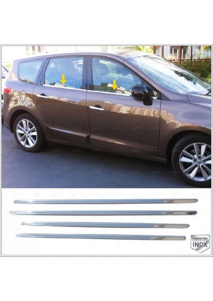 Renault Scenic 3 Krom Cam Çıtası 4 Prç. 2009-2016 Arası Paslanmaz Çelik