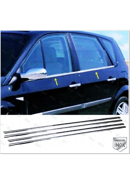 Renault Scenic 2 Krom Cam Çıtası 4 Prç. 2003-2009 Arası Paslanmaz Çelik