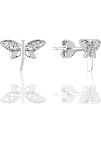 Gümüş Zirkon Taşlı Yusufçuk Modeli Küpe DGN21327