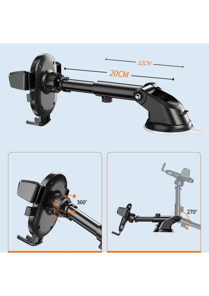 Araba Için Telefon Tutucu Geri Çekilebilir Evrensel Cep Telefonu Standı Vantuz Dağı(Yurt Dışından)