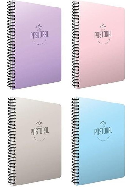 Pastoral A4 96 Yaprak Plastik Kapak Spiralli Kareli Defter 12 Adet modelleri